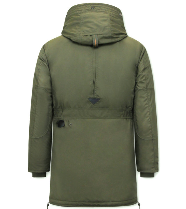 Just Key Lange Herren Winterjacke - Grün