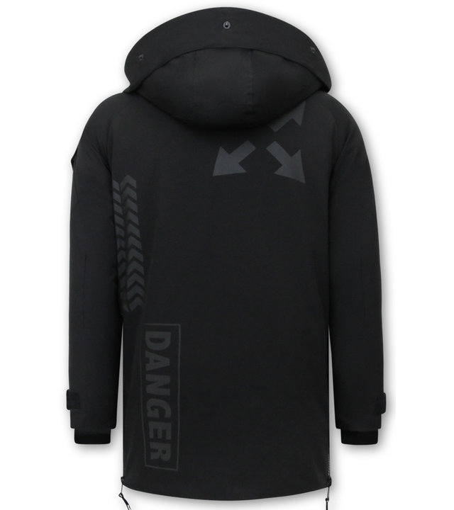 Enos Schwarze Lange Winter Jacke Herren