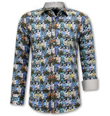 Gentile Bellini Kunstdruck Print Herren Bluse - 3113 - Blau