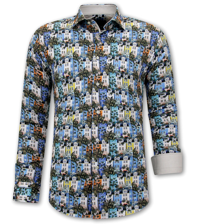 Gentile Bellini Kunstdruck Print Herren Bluse - 3113 - Blau