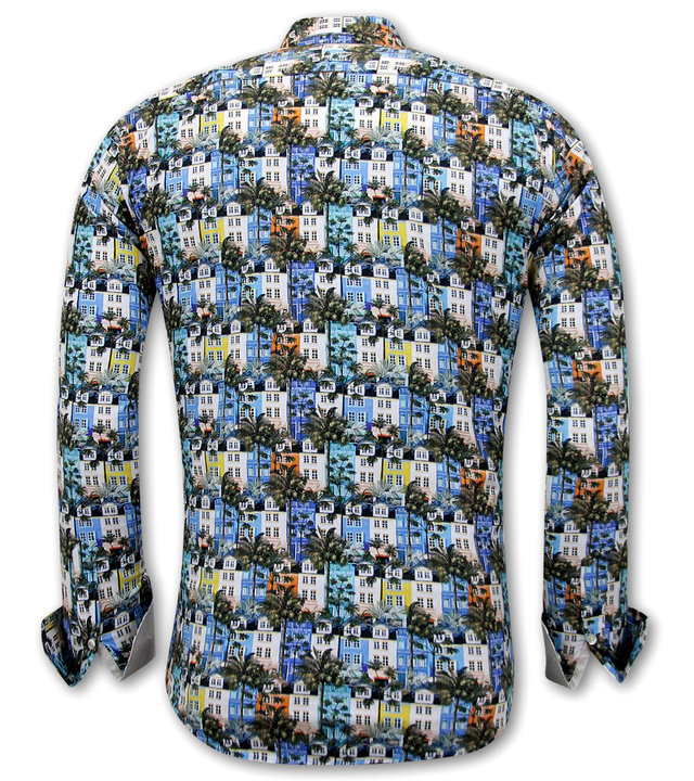 Gentile Bellini Kunstdruck Print Herren Bluse - 3113 - Blau