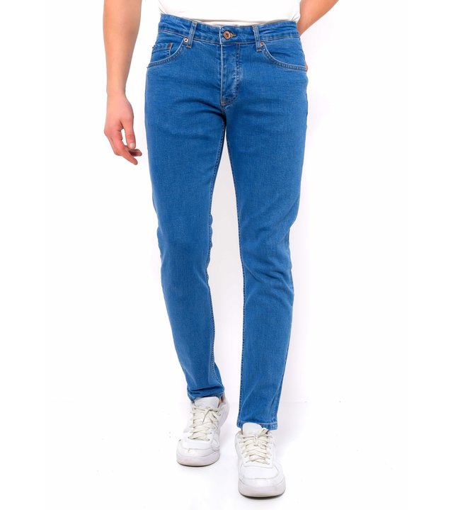 True Rise Klassische Jeans Herren Slim Fit Stretch - DC-058 - Blau