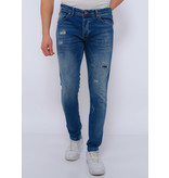 True Rise Slim Fit Jeans Mit Rissen Männer - DC-036 - Blau