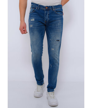 True Rise Slim Fit Jeans Mit Rissen Männer - DC-036 - Blau