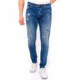 True Rise Slim Fit Jeans Mit Rissen Männer - DC-036 - Blau