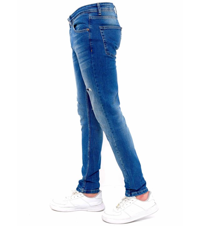 True Rise Slim Fit Jeans Mit Rissen Männer - DC-036 - Blau