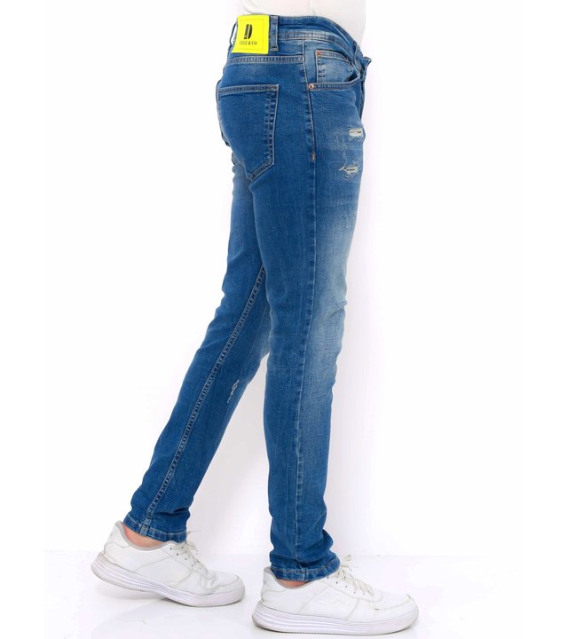 True Rise Slim Fit Jeans Mit Rissen Männer - DC-036 - Blau