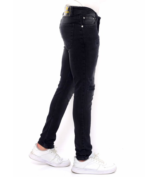 True Rise Destroyed Slim Fit Strech Jeans Herren  - DC-053 - Schwarz