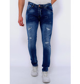 True Rise Destroyed Slim Fit Jeans Herren - DC-044 - Blau