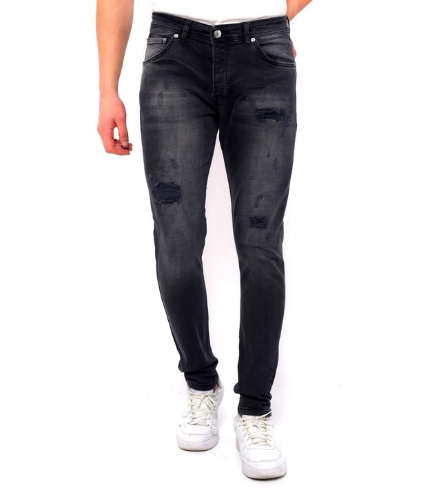 True Rise Destroyed Jeans Herren Slim Fit Strech -DC-051- Schwarz