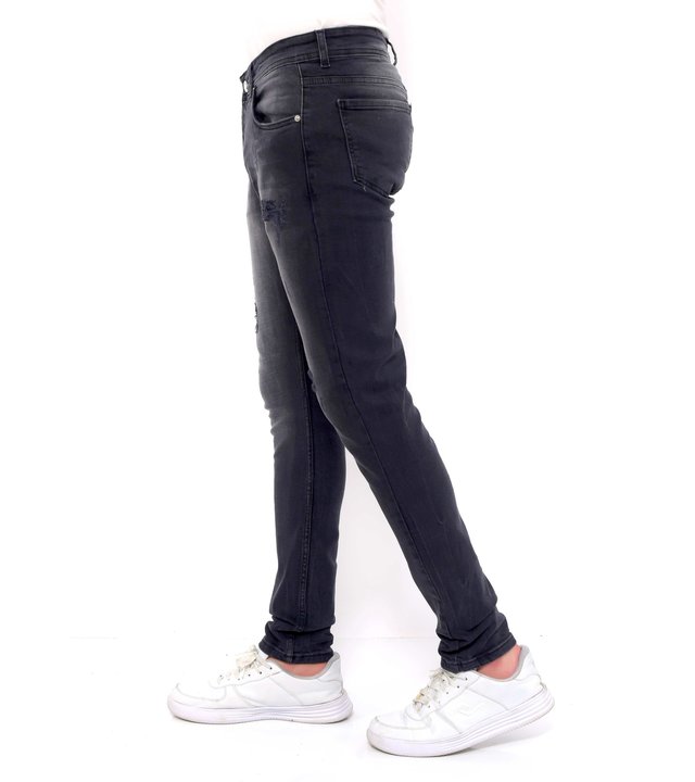 True Rise Destroyed Jeans Herren Slim Fit Strech -DC-051- Schwarz