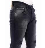 True Rise Destroyed Jeans Herren Slim Fit Strech -DC-051- Schwarz