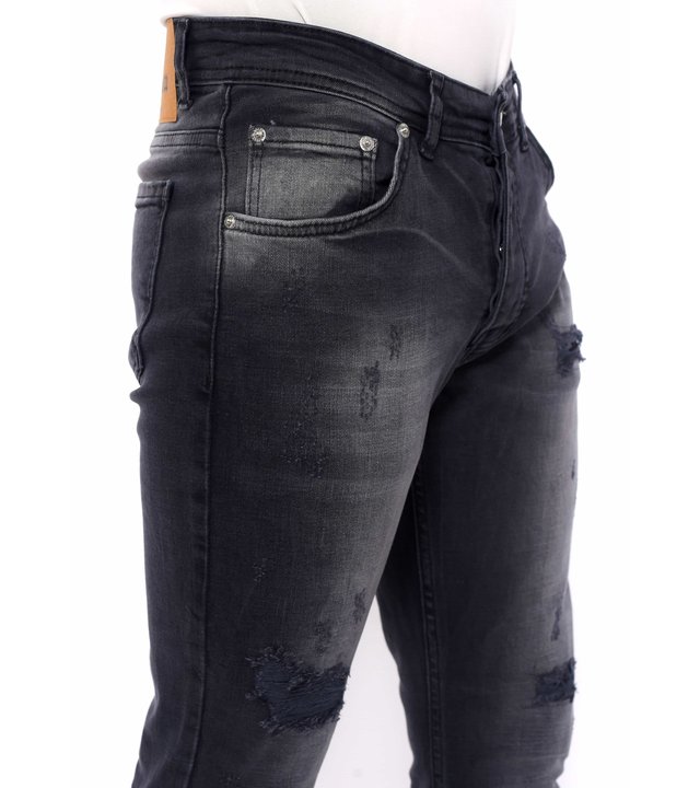 True Rise Destroyed Jeans Herren Slim Fit Strech -DC-051- Schwarz