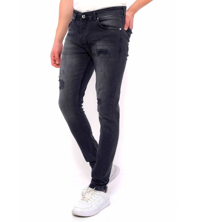 True Rise Destroyed Jeans Herren Slim Fit Strech -DC-051- Schwarz