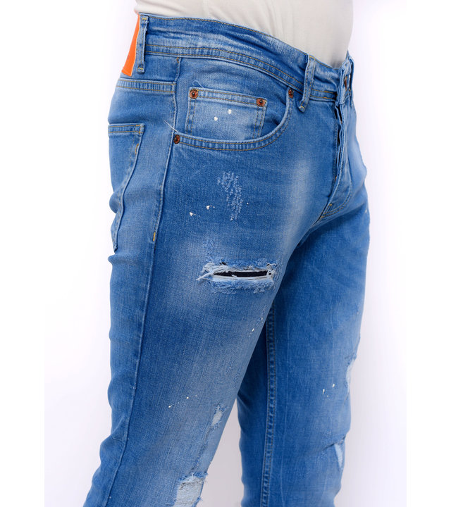 True Rise Slim Fit Herren Jeans Zerrissen - DC-038 - Blau