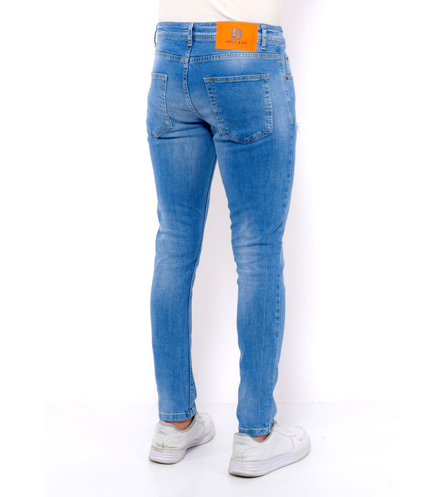 True Rise Slim Fit Herren Jeans Zerrissen - DC-038 - Blau