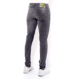 True Rise Jeans Slim Fit  Mit Farbspritzern - DC-041 - Grau