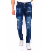 True Rise Jeans Mit Farbspritzer Herren Slim Fit -DC-043 - Blau