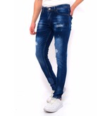 True Rise Jeans Mit Farbspritzer Herren Slim Fit -DC-043 - Blau