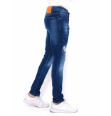 True Rise Jeans Mit Farbspritzer Herren Slim Fit -DC-043 - Blau