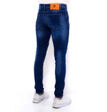 True Rise Jeans Mit Farbspritzer Herren Slim Fit -DC-043 - Blau