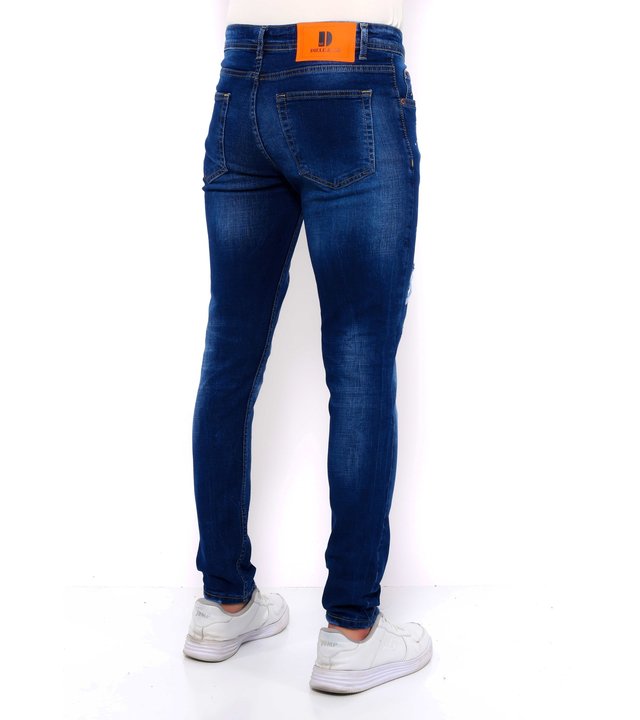 True Rise Jeans Mit Farbspritzer Herren Slim Fit -DC-043 - Blau