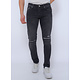 Ripped Herren Hosen Mit Farbspritzern Slim Fit - DC-040 - Schwarz