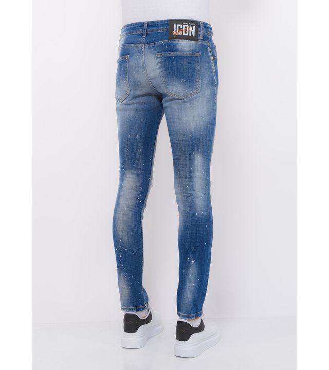 Local Fanatic Ripped Stonewashed Männer Jeans Slim Fit - 1073 - Blau