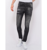 Local Fanatic Stonewashed Ripped Männer Jeans Slim Fit -1085 - Schwarz