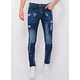 Men's Paint Splatter Stonewashed Hosen Slim Fit -1077- Blau