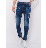 Local Fanatic Men's Paint Splatter Stonewashed Hosen Slim Fit -1077- Blau