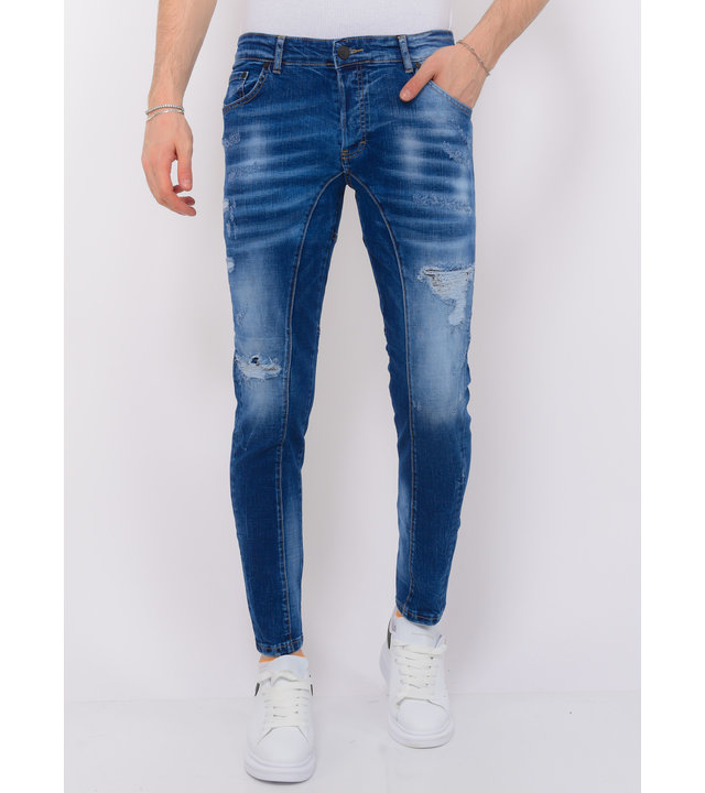 Local Fanatic Distressed Ripped Jeans Männer Slim Fit - 1082 - Blau