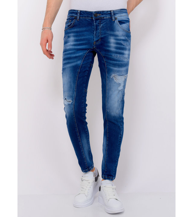 Local Fanatic Distressed Ripped Jeans Männer Slim Fit - 1082 - Blau