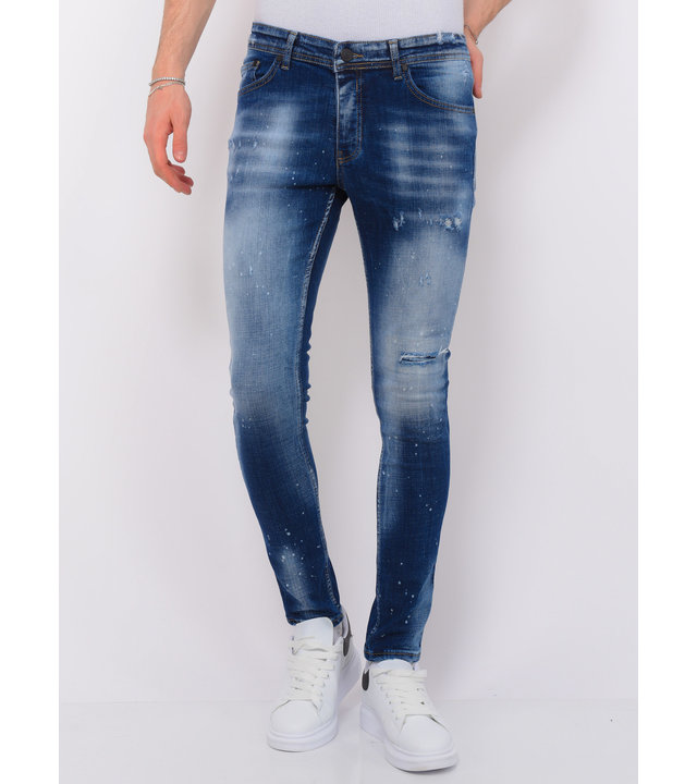 Local Fanatic Blue Stone Washed Hosen Männer Slim Fit -1076