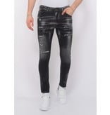 Local Fanatic Paint Splatter Destroy Stonewash Jeans Männer Slim Fit -1084 - Schwarz