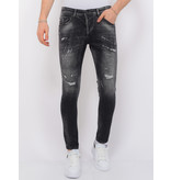 Local Fanatic Destroyed  Männer Hosen Slim Fit -1086- Schwarz