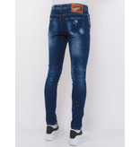 Local Fanatic  Stretch Denim with Paint Splash Männer Slim Fit - 1074 - Blau