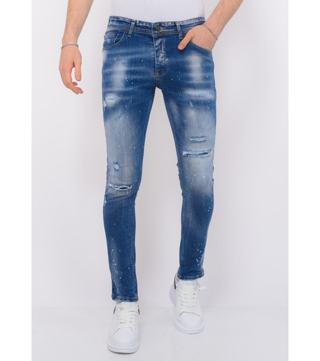 Local Fanatic Blue Ripped Stretch Männer Hosen Slim Fit -1080