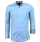 Gentile Bellini Slim Fit Overhemd Mannen - Blanco Blouse  - 3040 - Licht Blauw