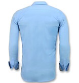 Gentile Bellini Slim Fit Overhemd Mannen - Blanco Blouse  - 3040 - Licht Blauw