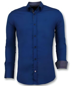 Gentile Bellini Business hemden langarm - Männer Bluse  slim fit - 3041 - Blau