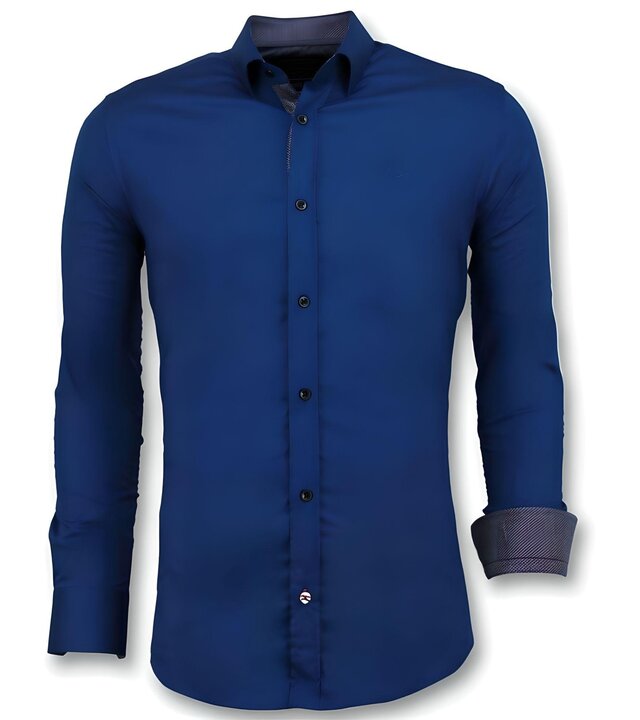 Gentile Bellini Business hemden langarm - Männer Bluse  slim fit - 3041 - Blau