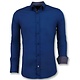 Business hemden langarm - Männer Bluse  slim fit - 3041 - Blau