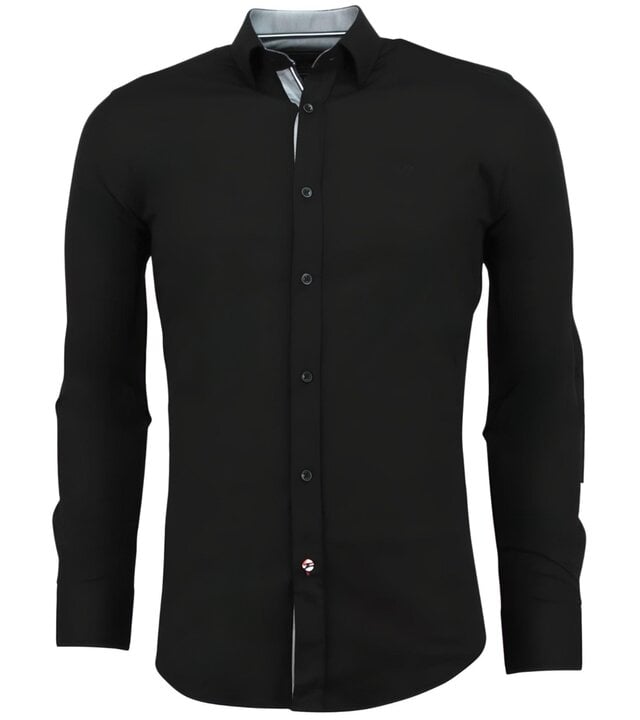 Gentile Bellini Business hemden langarm - Coole Männer Bluse - 3036 - Schwarz