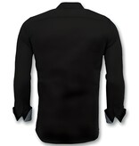 Gentile Bellini Business hemden langarm - Coole Männer Bluse - 3036 - Schwarz