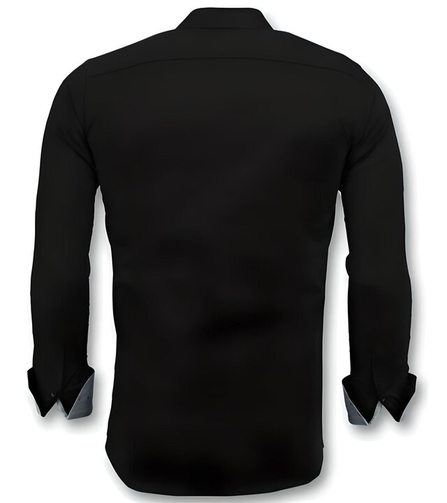 Gentile Bellini Business hemden langarm - Coole Männer Bluse - 3036 - Schwarz