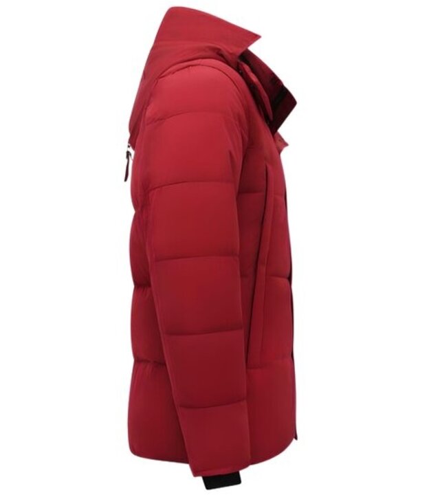 Enos Winterjacke Herren - Jacke mit Fellkragen - Rot