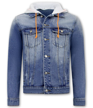 Local Fanatic Herren Jeansjacke mit Kapuze - RJ-966 - Blau