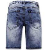 Enos Herren Stretch Jeans Short - Denim Short - Blau