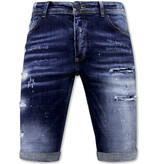 Local Fanatic  Stretch Short with Paint Splash Herren - Slim Fit -1074- Blau Local Fanatic  Stretch Short with Paint Splash Herren - Slim Fit -1074- Blau